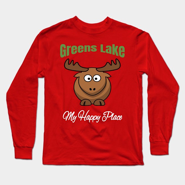 Greens Lake Happy Place Long Sleeve T-Shirt by John Byrne